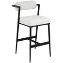  Color_Cream -- Stryker Cream Boucle Fabric And Vegan Leather Upholstered Bar Stool IMAGE 3