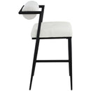  Color_Cream -- Stryker Cream Boucle Fabric And Vegan Leather Upholstered Bar Stool IMAGE 6