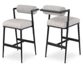  Color_Taupe -- Stryker Taupe Boucle Fabric And Vegan Leather Upholstered Bar Stool IMAGE 1