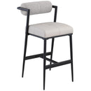  Color_Taupe -- Stryker Taupe Boucle Fabric And Vegan Leather Upholstered Bar Stool IMAGE 3