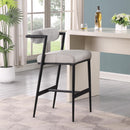  Color_Taupe -- Stryker Taupe Boucle Fabric And Vegan Leather Upholstered Bar Stool IMAGE 8