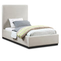  Color_Beige/ Black Size_Twin -- Meridian Alfie Upholstered Panel Bed IMAGE 1