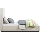  Color_Beige/ Black  Size_Twin  -- Alfie Beige Linen Textured Fabric Upholstered Twin Bed IMAGE 4