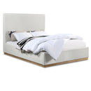  Color_Cream/ Natural  Size_Queen  -- Alfie Cream Linen Textured Fabric Upholstered Queen Bed IMAGE 1