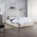  Color_Cream/ Natural  Size_Queen  -- Alfie Cream Linen Textured Fabric Upholstered Queen Bed IMAGE 2