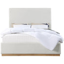 Meridian Alfie Cream Linen Textured Fabric Queen Bed IMAGE 3