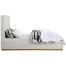 Meridian Alfie Cream Linen Textured Fabric Queen Bed IMAGE 4