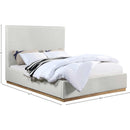  Color_Cream/ Natural  Size_Queen  -- Alfie Cream Linen Textured Fabric Upholstered Queen Bed IMAGE 8