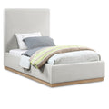  Color_Cream/ Natural Size_Twin -- Alfie Cream Linen Textured Fabric Upholstered Twin Bed IMAGE 1