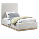  Color_Cream/ Natural  Size_Twin  -- Alfie Cream Linen Textured Fabric Upholstered Twin Bed IMAGE 1