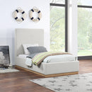  Color_Cream/ Natural  Size_Twin  -- Alfie Cream Linen Textured Fabric Upholstered Twin Bed IMAGE 2