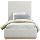 Color_Cream/ Natural  Size_Twin  -- Alfie Cream Linen Textured Fabric Upholstered Twin Bed IMAGE 3