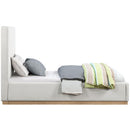  Color_Cream/ Natural  Size_Twin  -- Alfie Cream Linen Textured Fabric Upholstered Twin Bed IMAGE 4