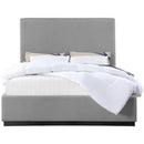 Color_Black/ Grey  Size_King  -- Alfie Grey Linen Textured Fabric Upholstered King Bed IMAGE 3