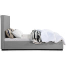  Color_Black/ Grey  Size_Queen  -- Alfie Grey Linen Textured Fabric Upholstered Queen Bed IMAGE 4