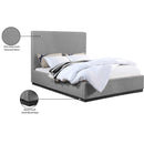  Color_Black/ Grey  Size_Queen  -- Alfie Grey Linen Textured Fabric Upholstered Queen Bed IMAGE 9