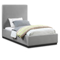  Color_Black/ Grey Size_Twin -- Alfie Grey Linen Textured Fabric Upholstered Twin Bed IMAGE 1