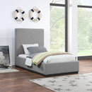  Color_Black/ Grey  Size_Twin  -- Alfie Grey Linen Textured Fabric Upholstered Twin Bed IMAGE 2