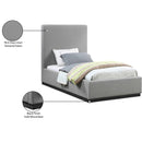  Color_Black/ Grey  Size_Twin  -- Alfie Grey Linen Textured Fabric Upholstered Twin Bed IMAGE 9