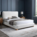 Meridian Nolita Cream Linen Textured Fabric Full Bed IMAGE 2