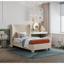  Meridian Penny Beige Linen Textured Fabric Upholstered Twin Bed IMAGE 2