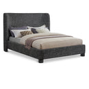  Meridian Penny Black Linen Textured Fabric Upholstered Full Bed IMAGE 1