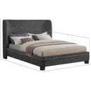  Meridian Penny Black Linen Textured Fabric Upholstered King Bed IMAGE 7