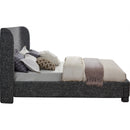  Meridian Penny Black Linen Textured Fabric Upholstered Queen Bed IMAGE 4