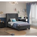  Meridian Penny Black Linen Textured Fabric Upholstered Twin Bed IMAGE 2