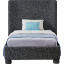  Meridian Penny Black Linen Textured Fabric Upholstered Twin Bed IMAGE 3