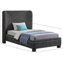  Meridian Penny Black Linen Textured Fabric Upholstered Twin Bed IMAGE 7