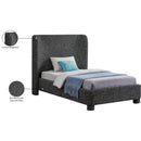  Meridian Penny Black Linen Textured Fabric Upholstered Twin Bed IMAGE 8