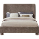  Meridian Penny Brown Linen Textured Fabric Upholstered Full Bed IMAGE 3