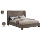  Meridian Penny Brown Linen Textured Fabric Upholstered Full Bed IMAGE 8