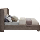  Meridian Penny Brown Linen Textured Fabric Upholstered Queen Bed IMAGE 4