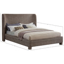  Meridian Penny Brown Linen Textured Fabric Upholstered Queen Bed IMAGE 7