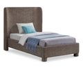  Color_Brown Size_Twin -- Penny Brown Linen Textured Fabric Upholstered Twin Bed IMAGE 1