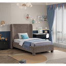  Meridian Penny Brown Linen Textured Fabric Upholstered Twin Bed IMAGE 2