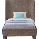  Meridian Penny Brown Linen Textured Fabric Upholstered Twin Bed IMAGE 3