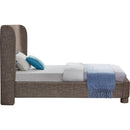  Meridian Penny Brown Linen Textured Fabric Upholstered Twin Bed IMAGE 4