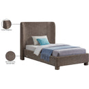  Meridian Penny Brown Linen Textured Fabric Upholstered Twin Bed IMAGE 8