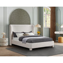  Meridian Penny Cream Linen Textured Fabric Upholstered Full Bed IMAGE 2