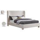  Meridian Penny Cream Linen Textured Fabric Upholstered Full Bed IMAGE 8