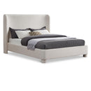  Meridian Penny Cream Linen Textured Fabric Upholstered King Bed IMAGE 1