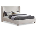 Meridian Penny Cream Linen Textured Fabric Queen Bed IMAGE 1