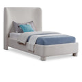  Color_Cream Size_Twin -- Penny Cream Linen Textured Fabric Upholstered Twin Bed IMAGE 1