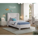  Meridian Penny Cream Linen Textured Fabric Upholstered Twin Bed IMAGE 2