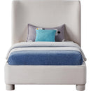  Meridian Penny Cream Linen Textured Fabric Upholstered Twin Bed IMAGE 3