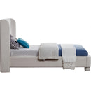  Meridian Penny Cream Linen Textured Fabric Upholstered Twin Bed IMAGE 4