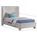  Meridian Penny Cream Linen Textured Fabric Upholstered Twin Bed IMAGE 7